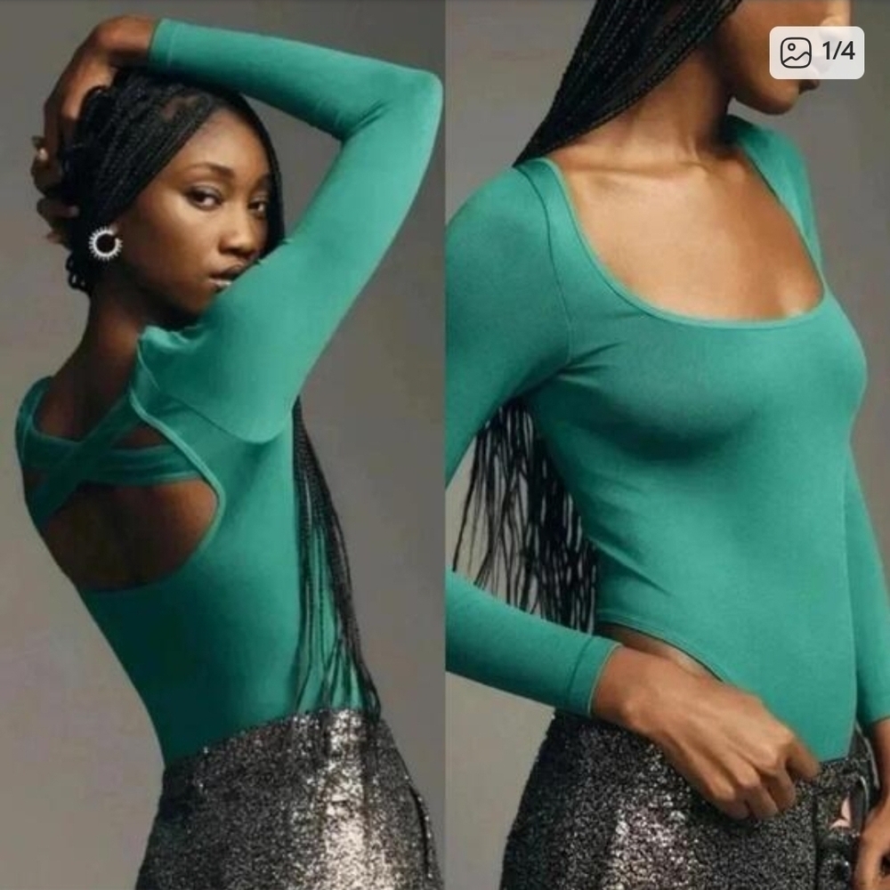 Anthropologie Women’s The Viviette Long Sleeve Strappy Criss Cross Back L/XL